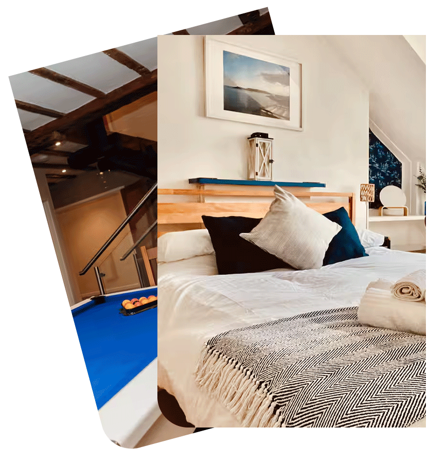 Two pictures overlapping of high-end rooms for let
